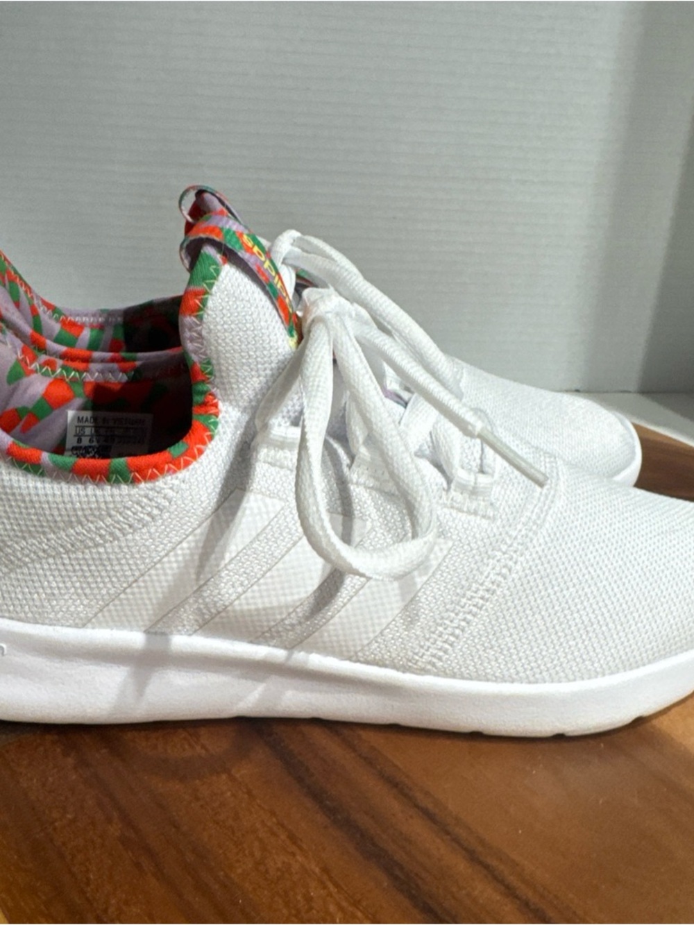 Adidas Cloudfoam Pure Running Shoe Womens Size 8 US White Purple Orange Green - Picture 6 of 10